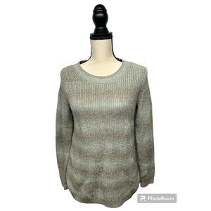 J. Jill Small Petite Variegated Green Knit Pullover Sweater